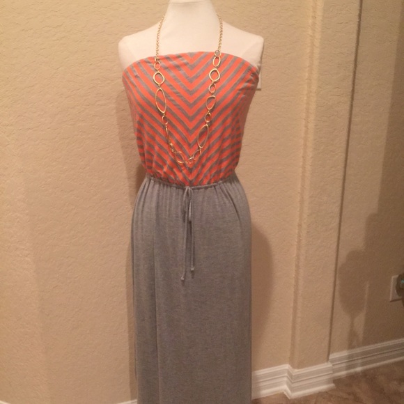 Orange & Grey casual cotton dress.