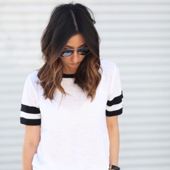 Old Navy| white tunic with stripe sleeve - Picture 1 of 3