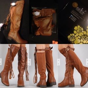 Cute Brown Knee High Boots With Tassel !!