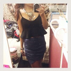 NWOT Black peplum cropped