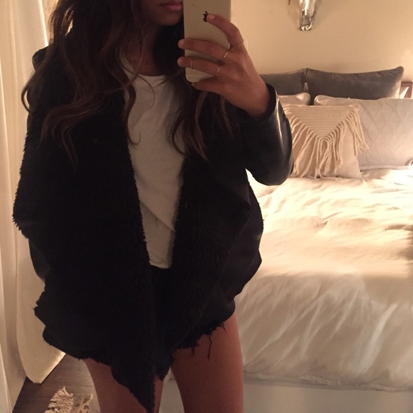 Faux Leather and Sherpa Jacket