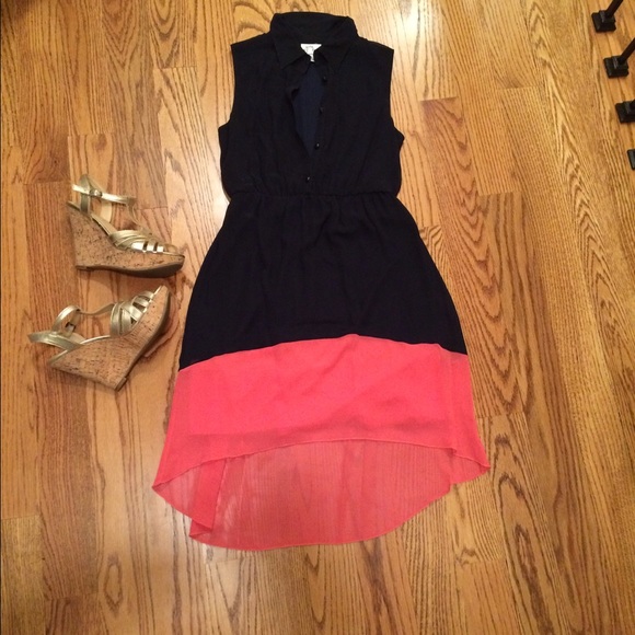High- low sleeveless collar dress - Picture 1 of 3
