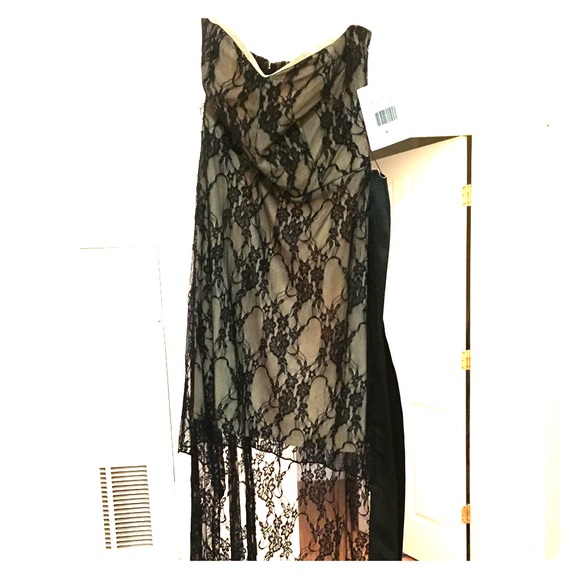 Brand new! Black lace hi-low dress