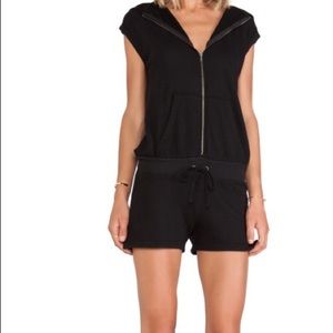 Pam & Gela- Sleeveless Hooded Romper in Black