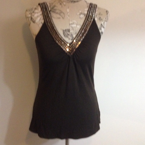 MICHAEL Michael Kors Tops - Michael Kors Brown V Neck Sequin Top S