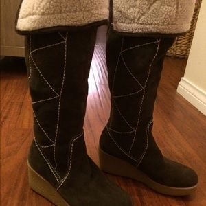 Chocolate Brown Sherpa lined Michael Kors boots