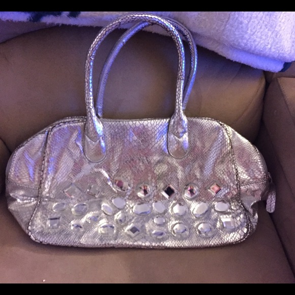 Silver crystal purse