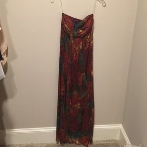 Multi color strapless dress