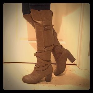 Brown knee high boots