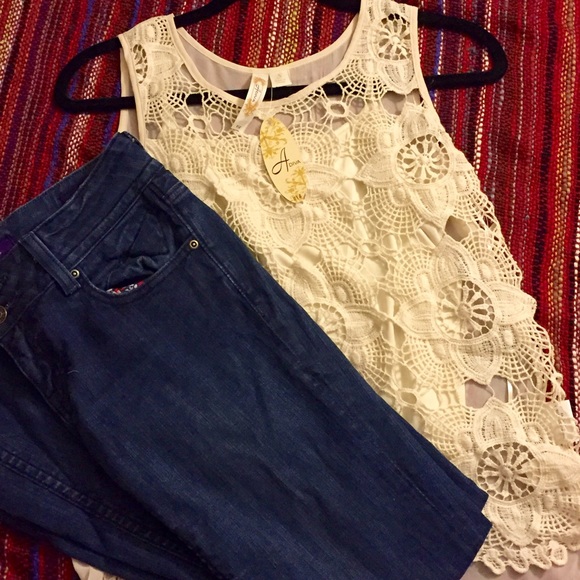 Crochet Top w Sheer Back