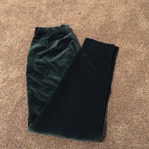 Vintage green velvet high waist skinny pants