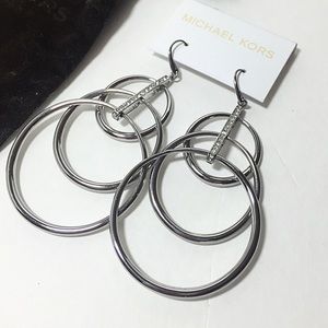 Michael Kors silver hoop rhinestone earrings