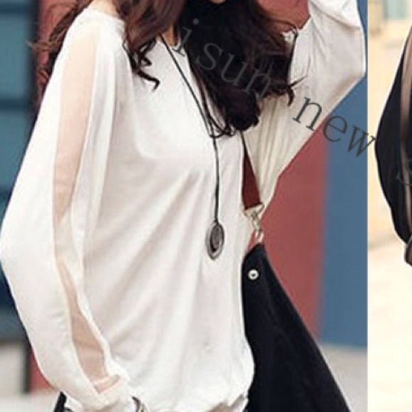 HP 12-13Cream Batwing BlouseChiffon - Picture 2 of 3