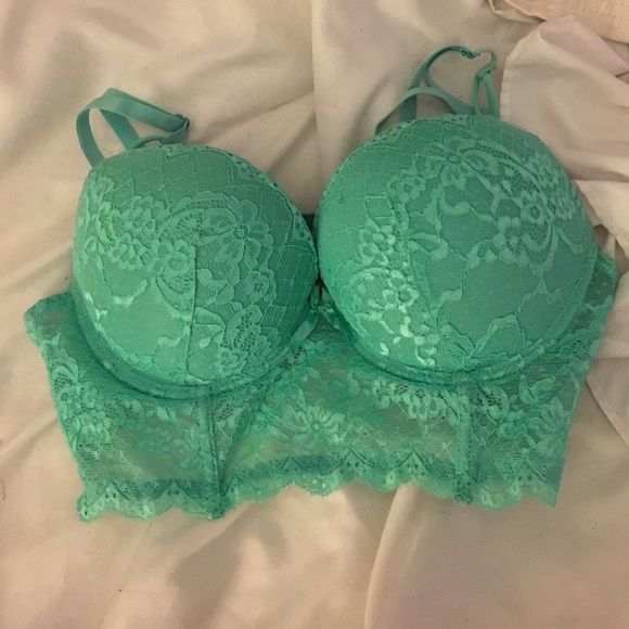 Teal lace push up bra.