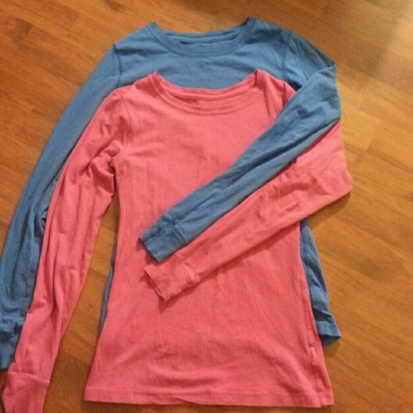 Two shirts. watermelon pink and blue shirt