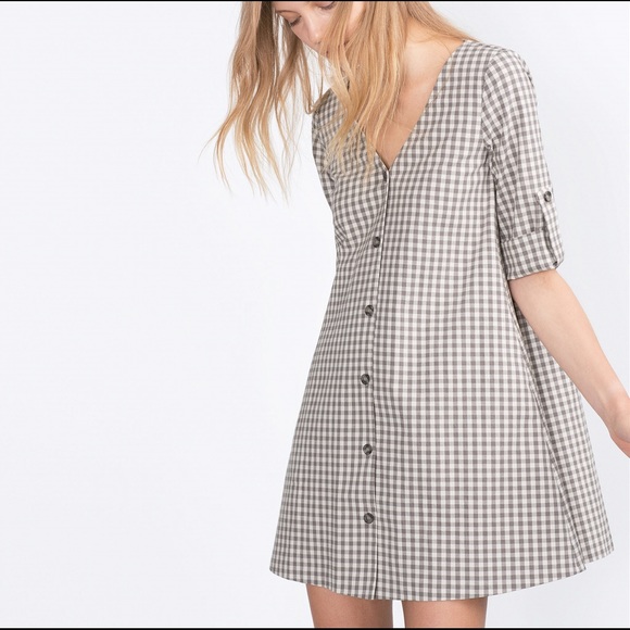 zara gingham a-line dress