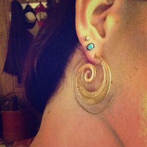 Large brass tribal hoops