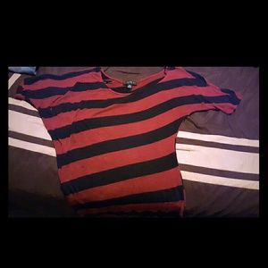 Forever 21 red and black striped stretchy shirt