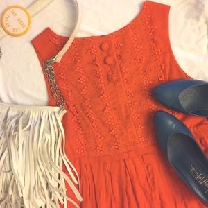 HP🎉 H&M Orange Empire Waist Mod Dress