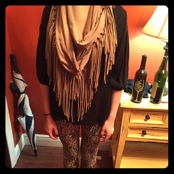 Tan fringe scarf