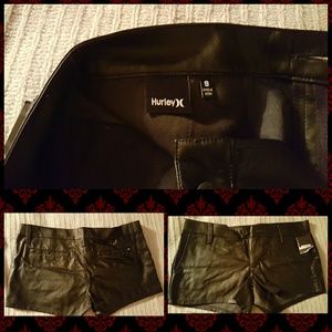 Hurley black fake leather size 9 shorts