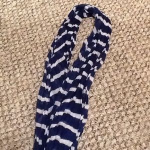 Blue and white striped scarf