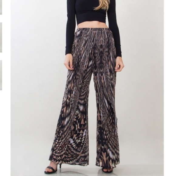 Abstract printed wide leg pants