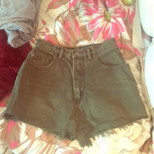 Army green high waisted cut off shorts!