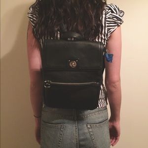 Genuine leather backpack.