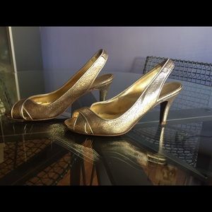 J. Crew Vivian Slingbacks in Metallic Gold