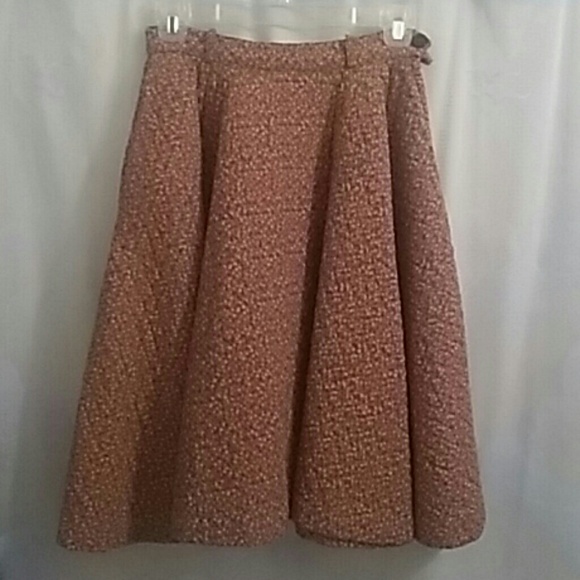 Vintage floral quilted midi skirt w/pockets