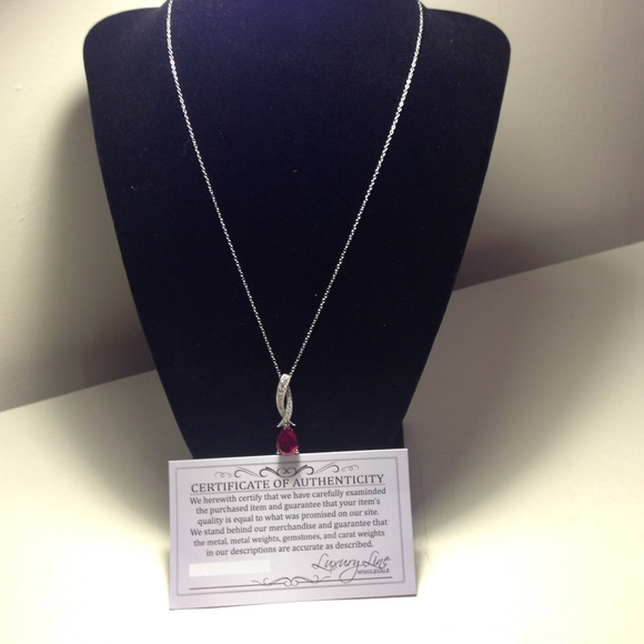 💸SOLD💸 Ruby & White Topaz Necklace - Picture 2 of 3