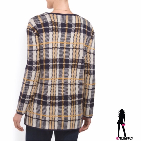 Olive and Oak Plaid Open Long Cardigan M - Picture 2 of 2