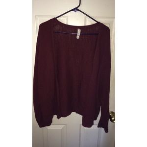 Burgundy Bethany Mota Waffle Knit Cardigan