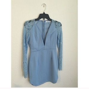 Mini dress with deep V-neck