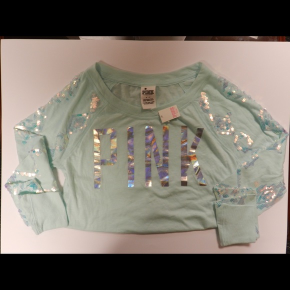 PINK Victoria's Secret Tops - VS Pink bling long sleeve shirt NWT