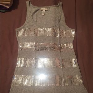 Grey sequin tank top