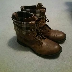 Brown combat boots