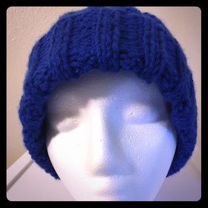 Navy blue hand knit toboggan