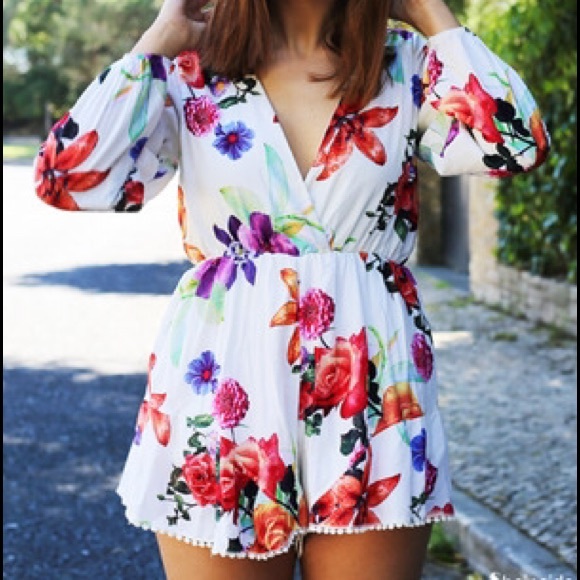 SOLD— Floral Romper - Picture 3 of 4
