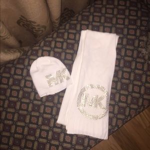 White Michael Kors Scarf and Hat set
