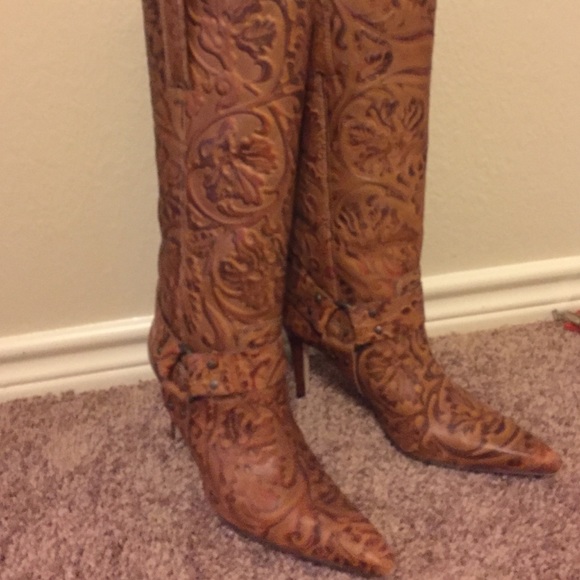 Tooled leather boots
