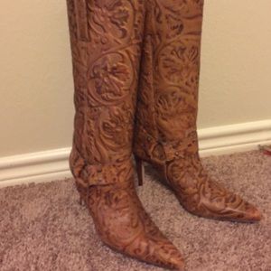 Tooled leather boots