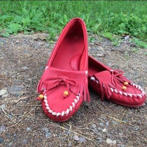 FOR SALE ON ETSY - Vintage Red Leather Moccasins