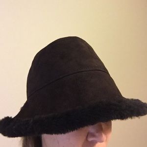 Chocolate brown sheepskin hat