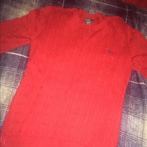 Red Long Sleeve Polo Sweater