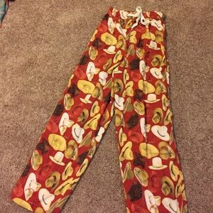Cowboy hat print pajama pants