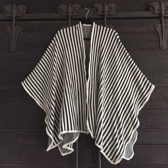 Black and white stripped poncho