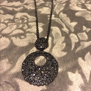 Large black pendant necklace