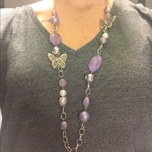 Purple butterfly necklace